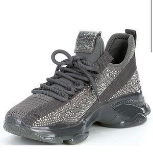 STEVE MADDEN Rhinestone Maxima Platform Sneaker Shoe, Gray, Size 9